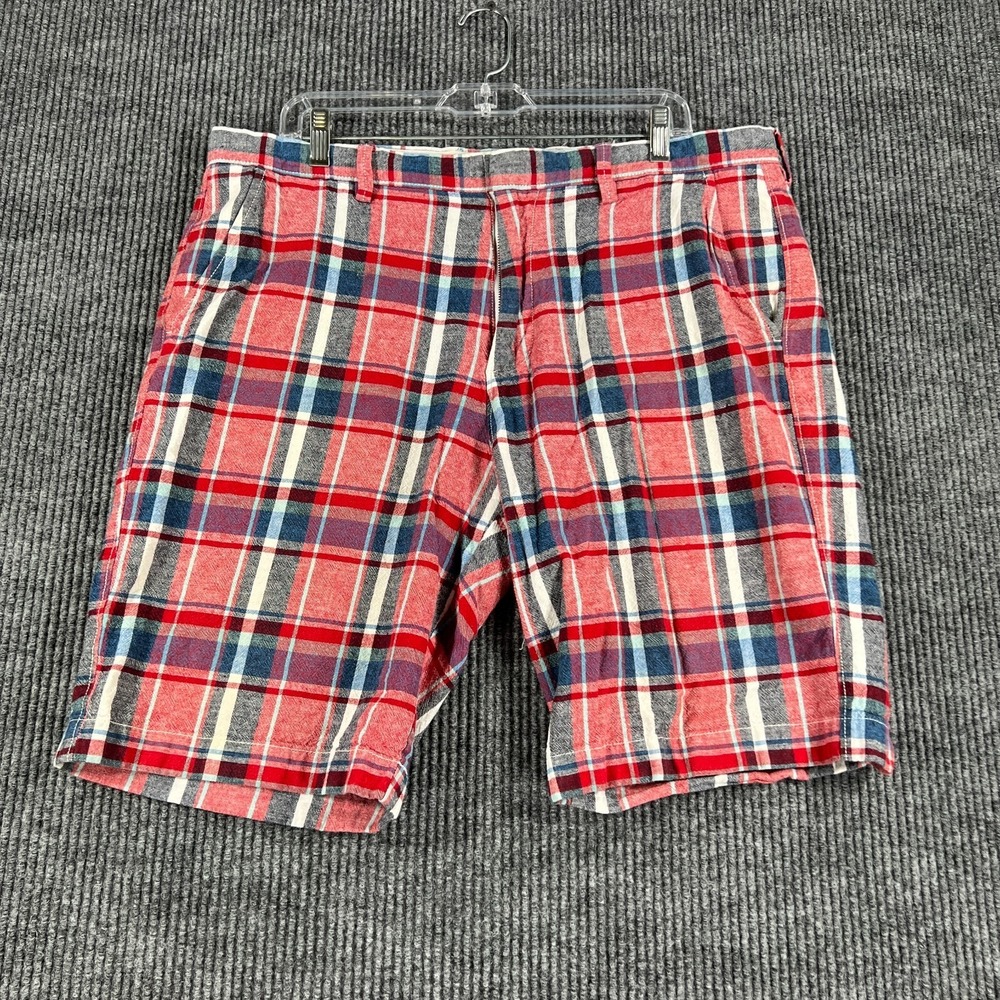 J CREW Rivington Shorts Mens 36‎ Red Plaid Chino Casual Lightweight Golf Active